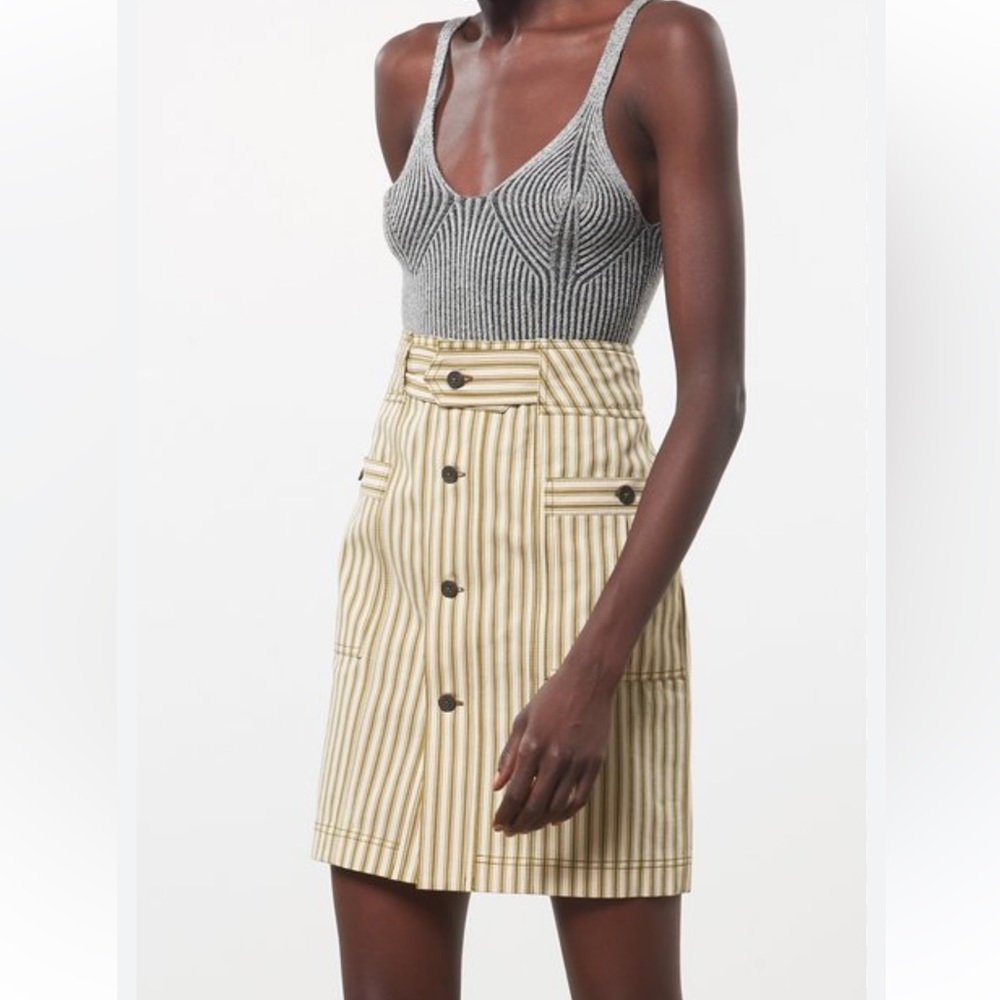 NWT MARA HOFFMAN Lici Olive Green High Waisted Midi Skirt Size 6 (fits 4)